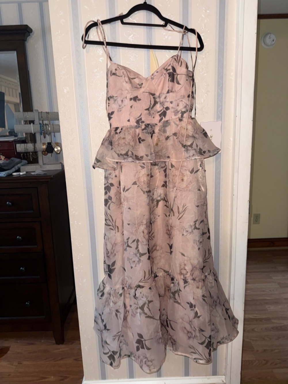 Petal & Pup Blush Pink Floral Tiered Spaghetti-Strap Dress